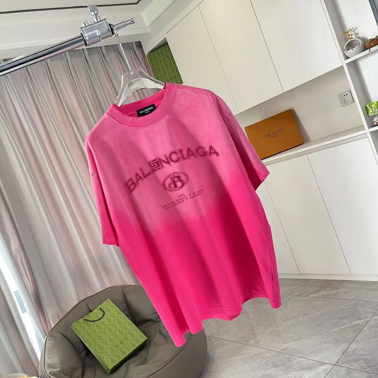 BALENCI*GA 2025 New Arrival logo 320g T Same Style Size：S M L XL XXL ：Black White Red Black